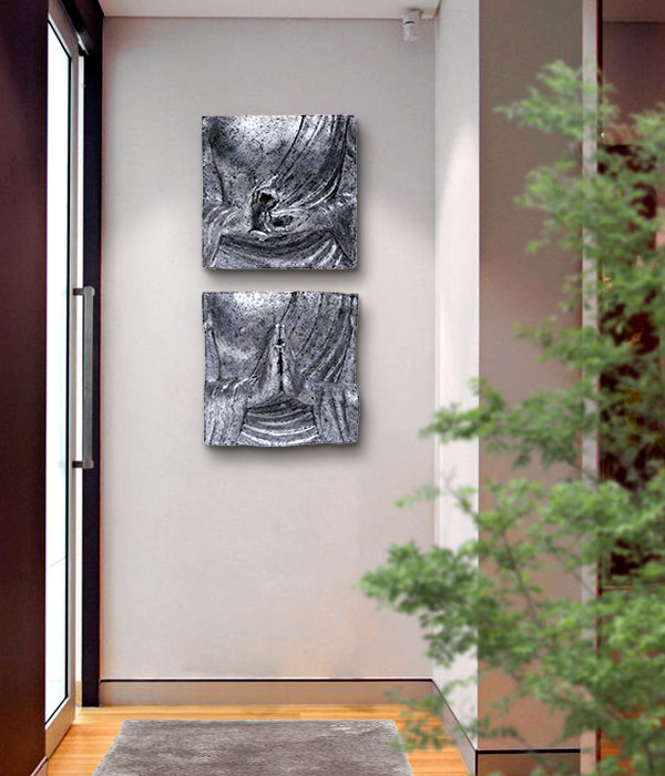 Cuadro de pared metálico plateado - cuadro de pared metálico plateado con  patrón grabado - Panel artístico, escultura de pared, decoración para  pared